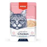 Wanpy Aliment Humide Chat Filet en gelée - Poulet et crevettes 85 g